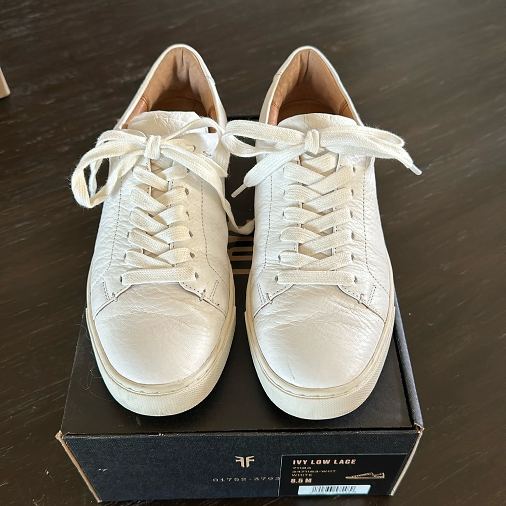 Frye White Leather Ivy Low Lace Women’s Tennis Shoes 8 1/2